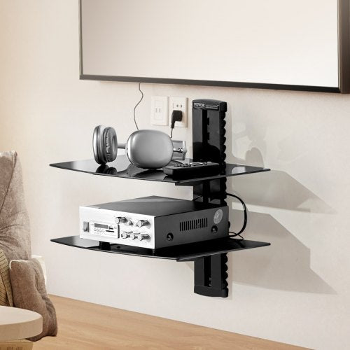 Glass Floating Shelves Holds up to 18 lbs TV Wall Mount with Shelf