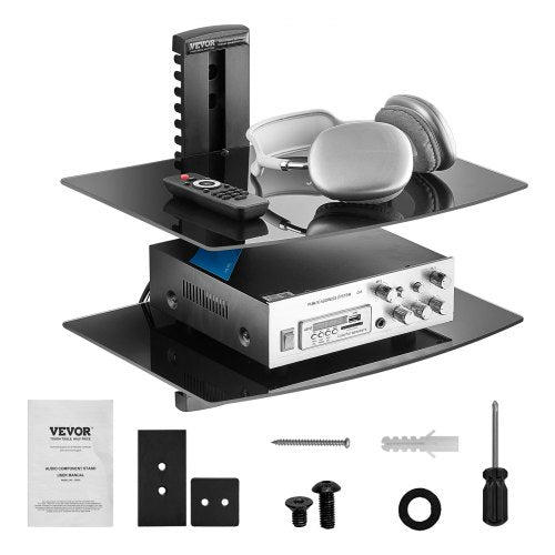 Glass Floating Shelves Holds up to 18 lbs TV Wall Mount with Shelf