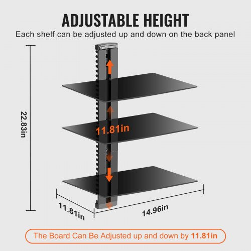 Glass Floating Shelves Holds up to 18 lbs TV Wall Mount with Shelf