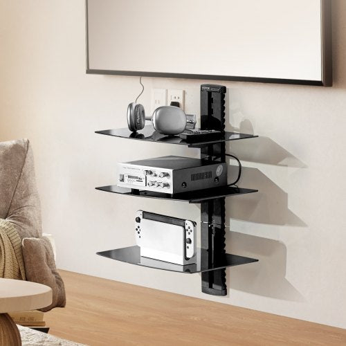 Glass Floating Shelves Holds up to 18 lbs TV Wall Mount with Shelf