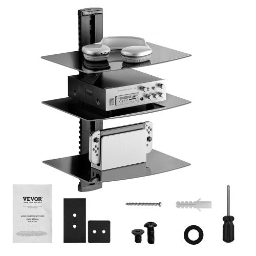 Glass Floating Shelves Holds up to 18 lbs TV Wall Mount with Shelf