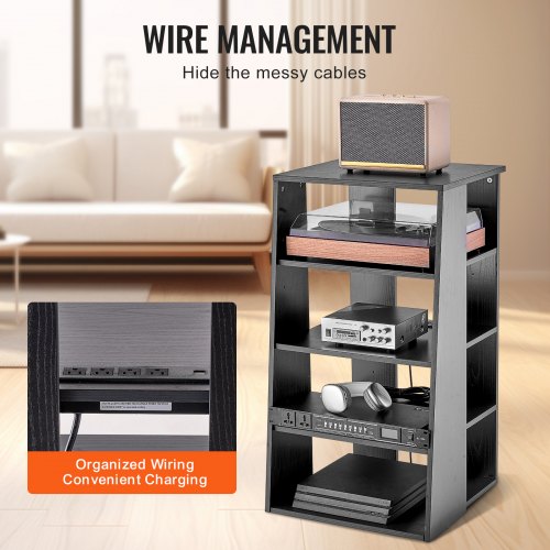 5Tier AV Media Stand Wooden AudioVideo Media Stand for DVD PlayersCable