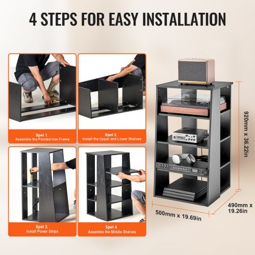 5Tier AV Media Stand Wooden AudioVideo Media Stand for DVD PlayersCable