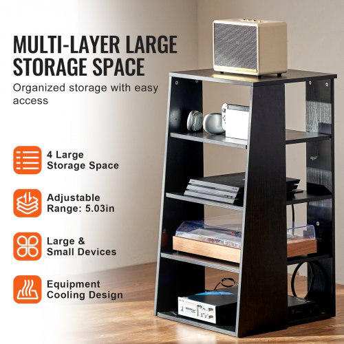 5Tier AV Media Stand Wooden AudioVideo Media Stand for DVD PlayersCable