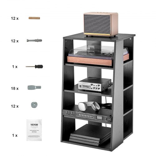 5Tier AV Media Stand Wooden AudioVideo Media Stand for DVD PlayersCable