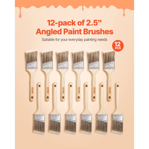 Paint Brushes 12 Piece Angle Paint Brush Treated Wood Handle Paint Brush