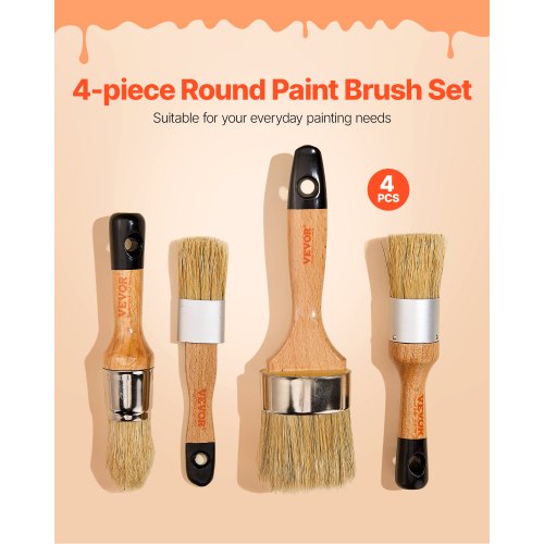Chalk Wax Paint Brush 4 Piece Wax Paint Brush Chalk Paint Brushes for Furniture