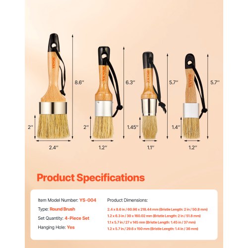 Chalk Wax Paint Brush 4 Piece Wax Paint Brush Chalk Paint Brushes for Furniture