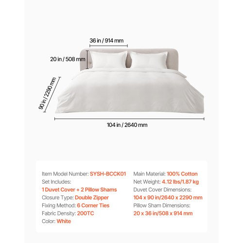 King Duvet Cover Set 100 Cotton 3 Pieces Bedding Set King Size with 1