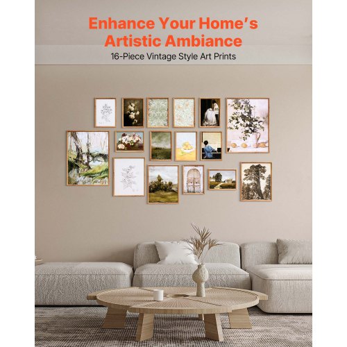 16 PCS Framed Wall Art Prints Vintage Eclectic Art Decor Gallery Wall