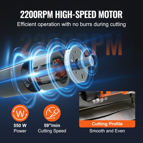 Sheet Metal Nibbler 550W Powerful 2200 RPM High Speed 360 Degree Rotation