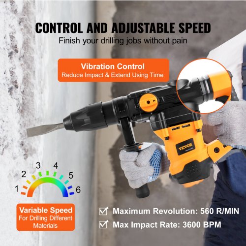 1916 Inch SDSMax Rotary Hammer Drill 13Amp Corded Drills Heavy Duty