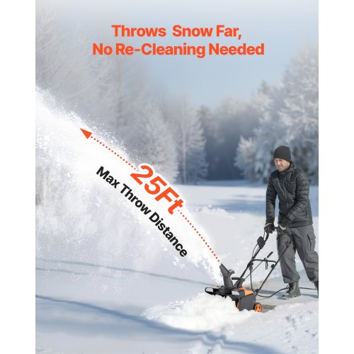 Electric Snow Blower 20 inch 15A Corded Snow Thrower with Dual LED