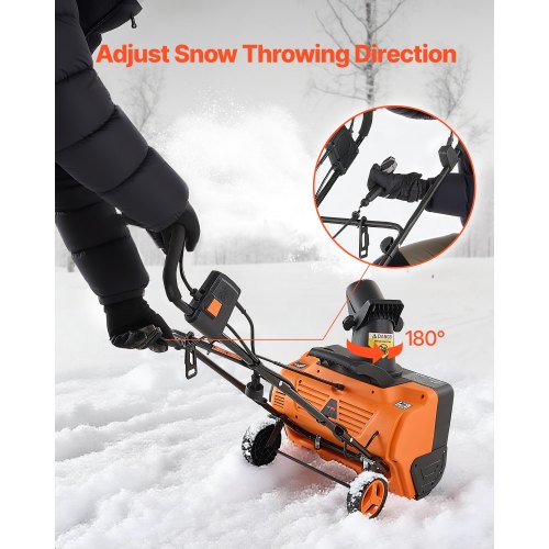 Electric Snow Blower 20 inch 15A Corded Snow Thrower with Dual LED