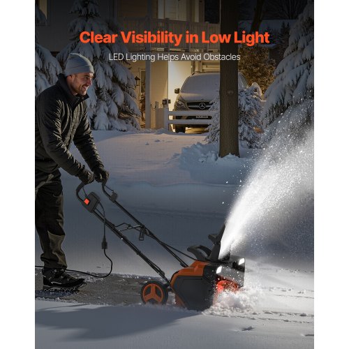 Electric Snow Blower 23 inch 15A Corded Snow Thrower with Dual LED