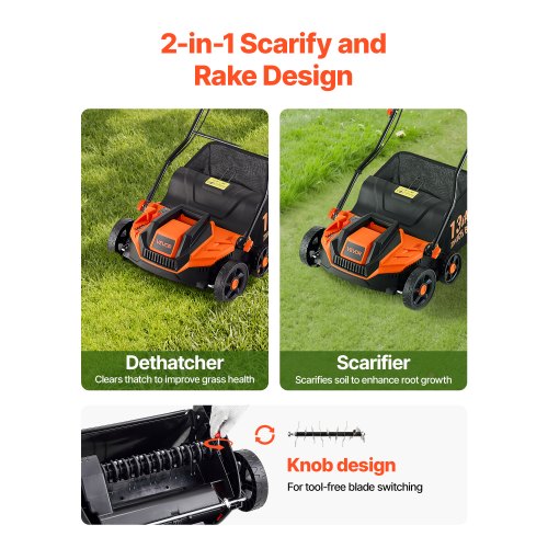 2in1 Electric Dethatcher and Scarifier 13Inch 13 Amp Corded Lawn