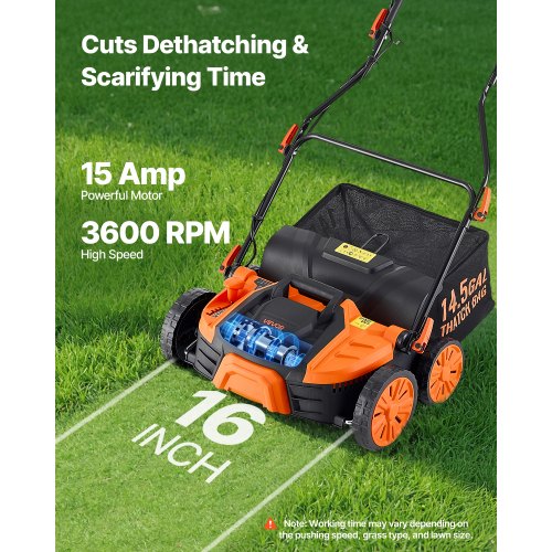 2in1 Electric Dethatcher and Scarifier 16Inch 15 Amp Corded Lawn