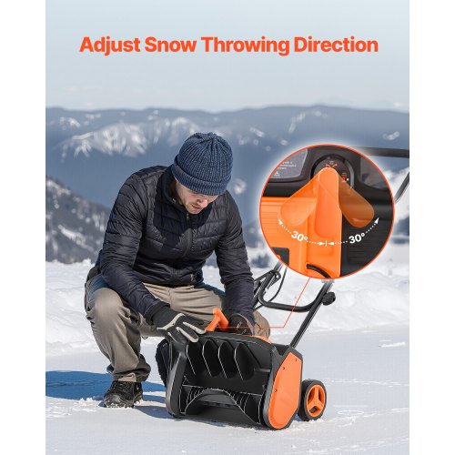 Electric Snow Shovel 12A 17 inch Corded Snow Shovel 60° Adjustable Chute