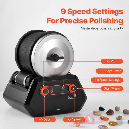 Rock Tumbler Kit 4 lbs Rock Polishing Kit 9 Speed Settings 9Day Polishing