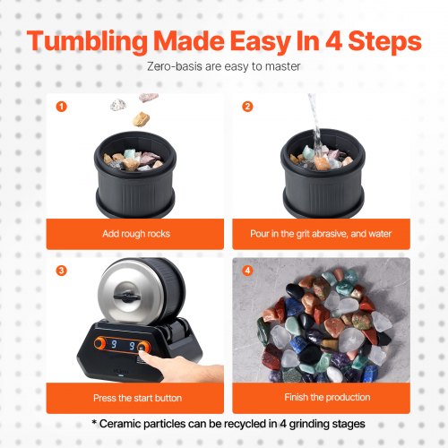 Rock Tumbler Kit 4 lbs Rock Polishing Kit 9 Speed Settings 9Day Polishing