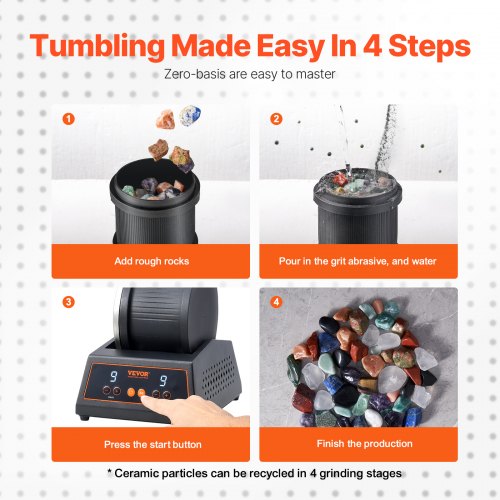 Rock Tumbler Machine 4 lbs Rock Polishing Machine 9 Speed Settings 9Day