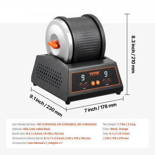 Rock Tumbler Machine 4 lbs Rock Polishing Machine 9 Speed Settings 9Day
