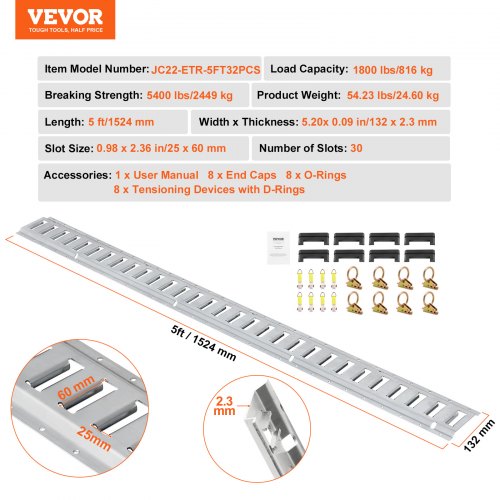 E Track TieDown Rail Kit 34PCS 5FT ETracks Set Includes 8 Steel Rails 2
