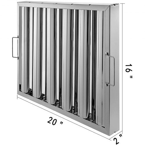 Pack of 6 Hood Filters 195W x 155H Inch 430 Stainless Steel 5 Grooves
