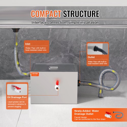 Commercial Grease Trap 8 LBS Grease Interceptor Side Inlet Interceptor