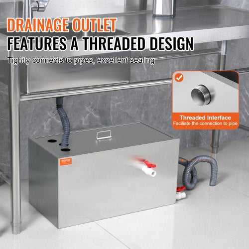 Commercial Grease Trap 25 LBS Grease Interceptor Top Inlet Interceptor