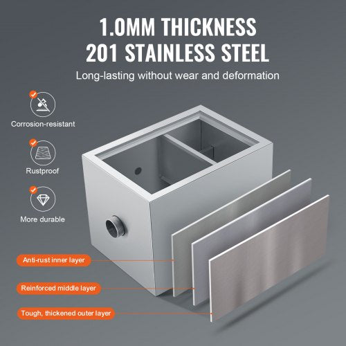 Commercial Grease Trap 8 LBS Grease Interceptor Top Inlet Interceptor