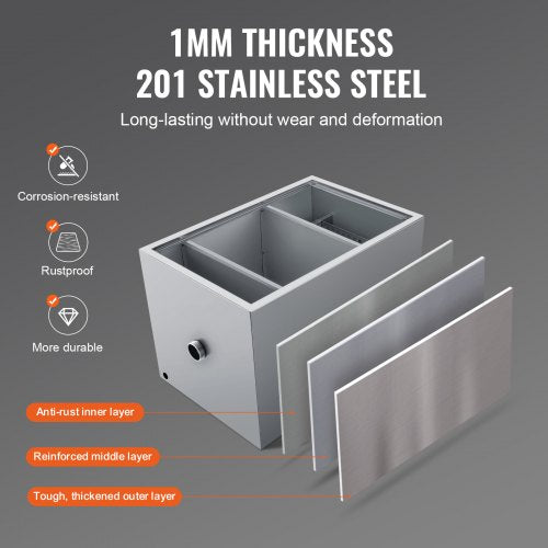 Commercial Grease Trap 40 LBS Grease Interceptor Top Inlet Interceptor