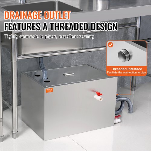 Commercial Grease Trap 40 LBS Grease Interceptor Top Inlet Interceptor