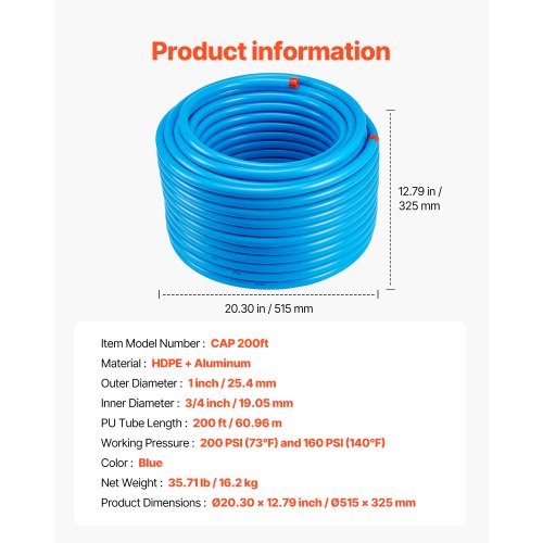 Air Compressor Line Kit 200FT x 34 HDPEAluminum Compressed Air Piping