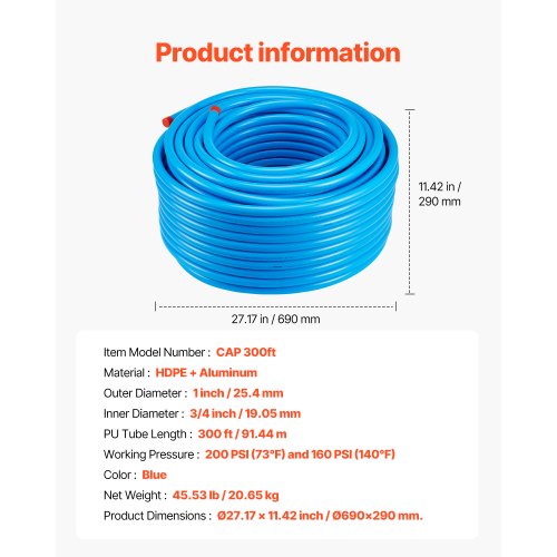 Air Compressor Line Kit 300FT x 34 HDPEAluminum Compressed Air Piping