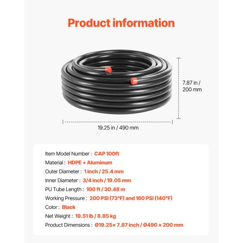 Air Compressor Line Kit 100FT x 34 HDPEAluminum Compressed Air Piping