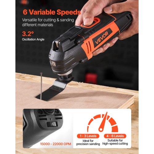 Multitool Oscillating Tool 3Amps Corded Oscillating Multi Tool with 6