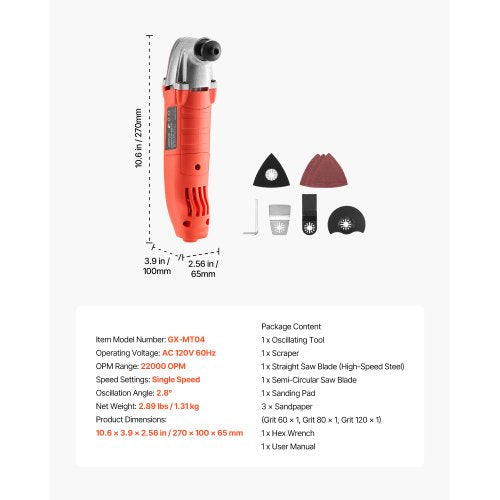 Oscillating Tool Multitool 22Amps 22000 OPM Electric Oscillating Multi