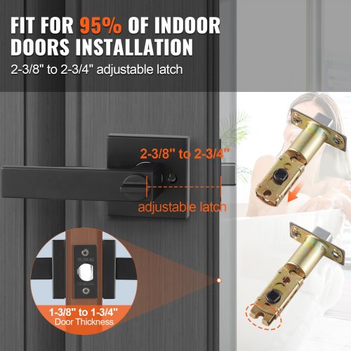 Privacy Door Handle 1 Pack Matte Black Door Lever Left or Right Handing