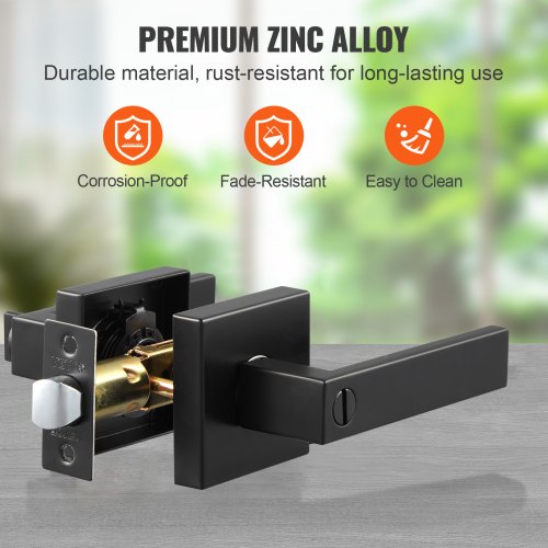 Privacy Door Handle 1 Pack Matte Black Door Lever Left or Right Handing