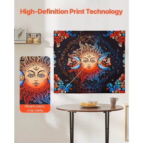 Sun and Moon Tapestry Psychedelic Mystic Floral Aesthetic Wall Tapestry