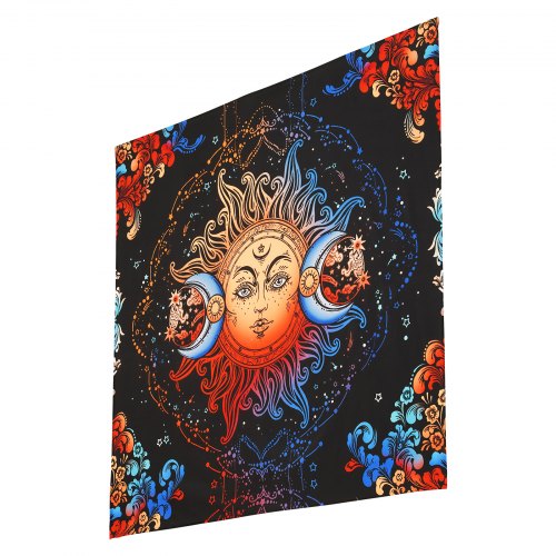 Sun and Moon Tapestry Psychedelic Mystic Floral Aesthetic Wall Tapestry