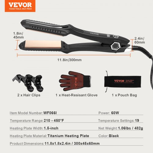 Hair Straightener 15inch Titanium Flat Iron Dual Infrared Hair