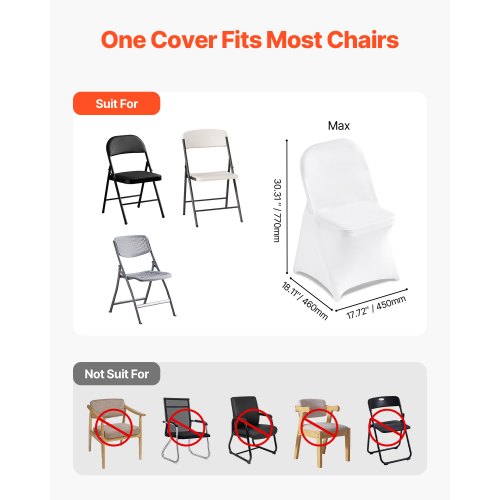 150 Pcs White Chair Covers Polyester Spandex Cover Stretch Slipcovers For