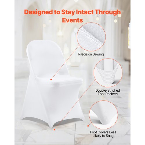 150 Pcs White Chair Covers Polyester Spandex Cover Stretch Slipcovers For