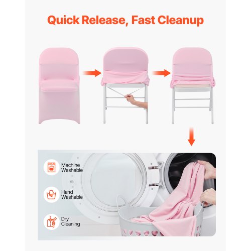 50 Pcs Pink Chair Covers Polyester Spandex Chair Cover Stretch Slipcovers