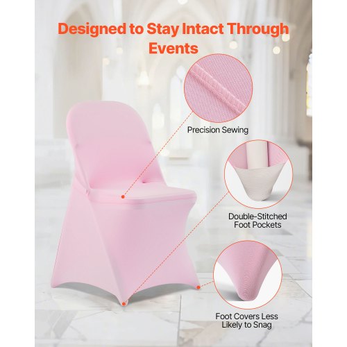 50 Pcs Pink Chair Covers Polyester Spandex Chair Cover Stretch Slipcovers
