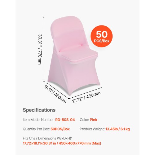 50 Pcs Pink Chair Covers Polyester Spandex Chair Cover Stretch Slipcovers