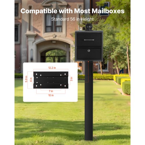 Mailbox Post 56 x 4 x 4 Inches Aluminum InGround Mounting Mail Box Stand