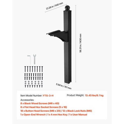 Mailbox Post 56 x 4 x 4 Inches Aluminum InGround Mounting Mail Box Stand
